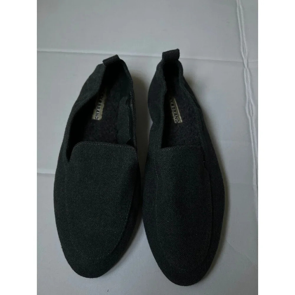 Lucky Brand Women's 11 Loafer Flat Charcoal Faux Fur Lined Shoe